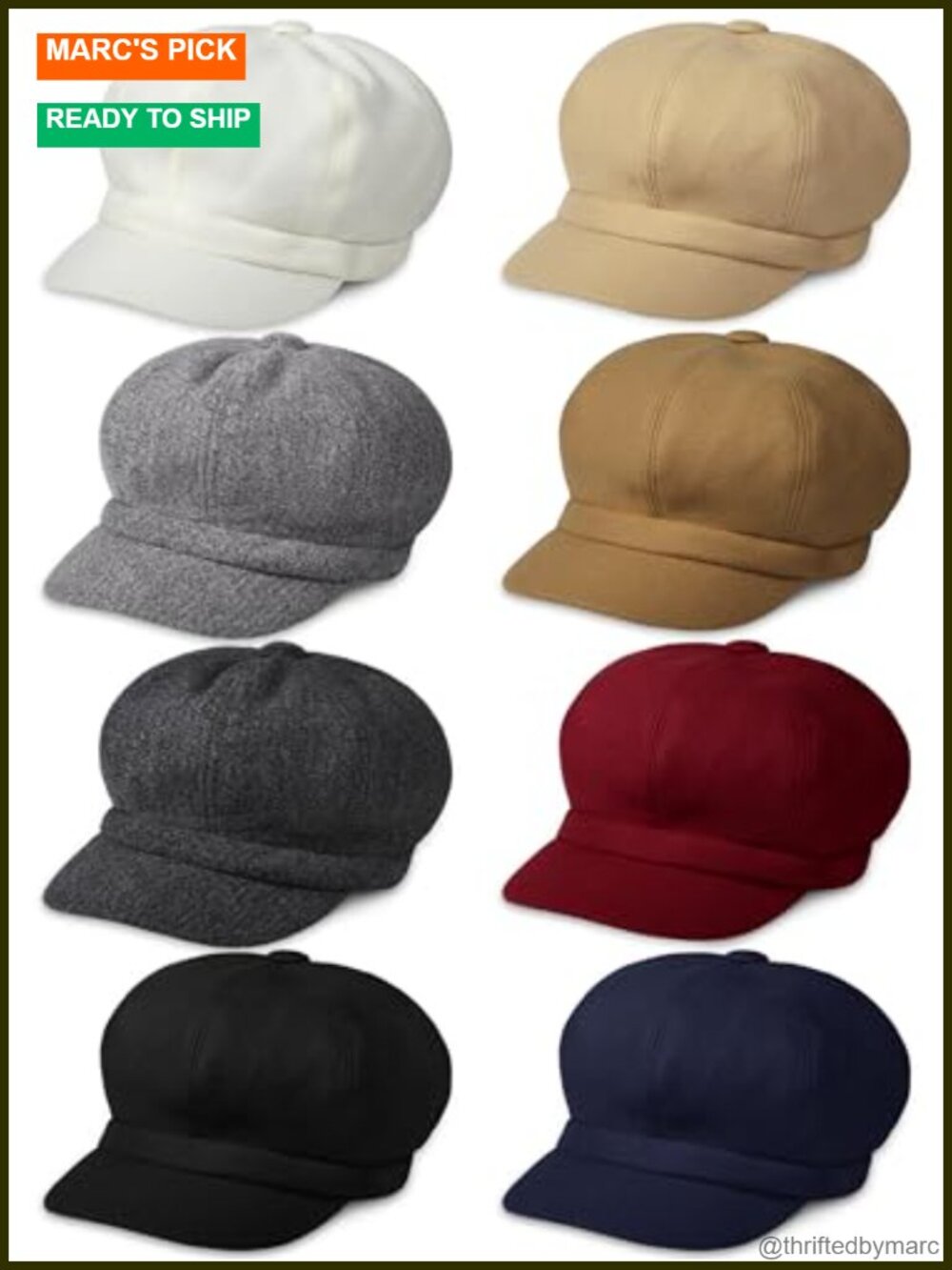 8 Pack Wool Newsboy Caps Vintage Eight Panel Baker Hat Winter
